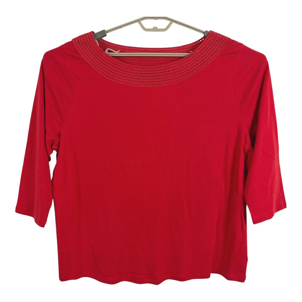 Lauren Ralph Lauren Women Red Top Size 3X 3/4 Sleeves Preppy Office Work Travel